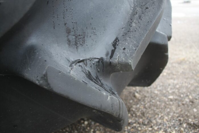 Goodyear 2-23.1x26 rice tires on JD 8stud hole combine rim, 80% tread - Image 5