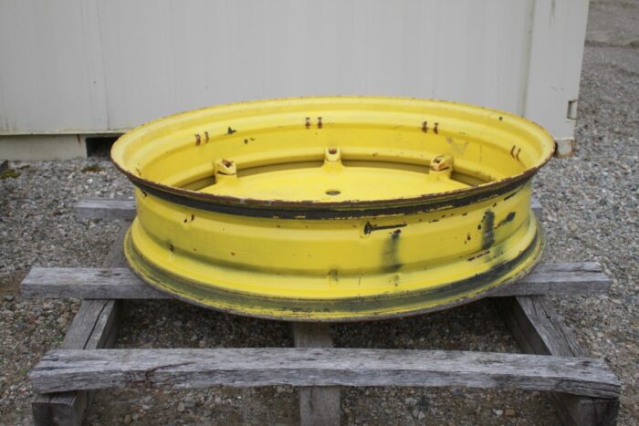 9"-42" rim to fit 12.4x42 tire, JD yellow, R&P cast centers 8" clamp, hubs 3 1/8