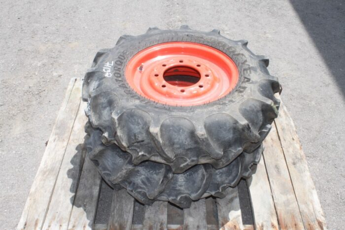Goodyear pair of 8-16 tires on Kubota rim, 90% tread - Image 2