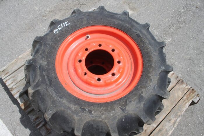 Goodyear pair of 8-16 tires on Kubota rim, 90% tread - Image 5