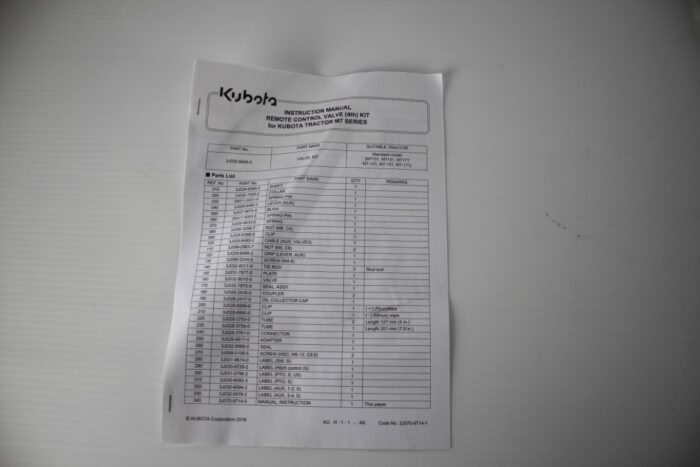 Kubota remote control valve (4th) kit for M7 series tractor - Image 7