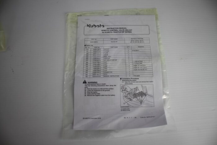 Kubota remote control valve (5th) kit for M7 series tractor - Image 9