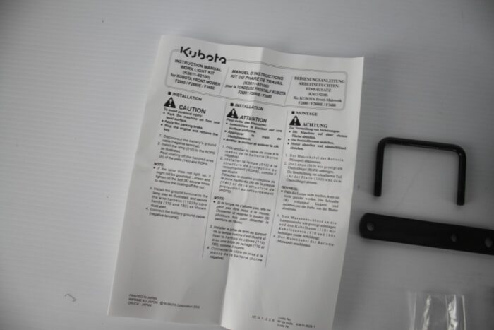 一 work light kit (K3611-92100), part number F8255, for front mount mower (F2880 / F2880E / F3680) - Image 5