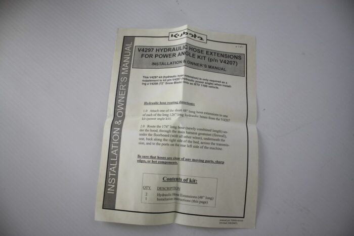 Kubota V4297 hydraulic hose extension for power angled blade, part number V4207 - Image 4