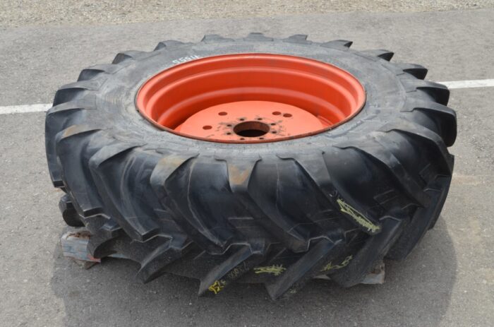 Michelin single 18.4R34 Agribib tire and on Kubota rim, cast center - Image 2