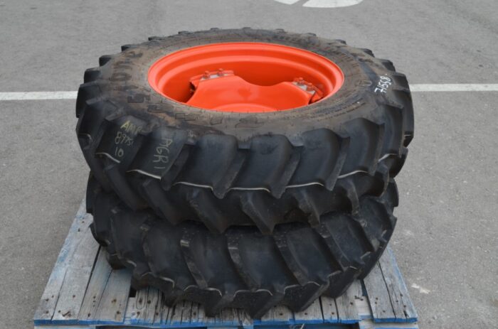 Firestone pair of 12.4-24 tires on Kubota rims - Image 2