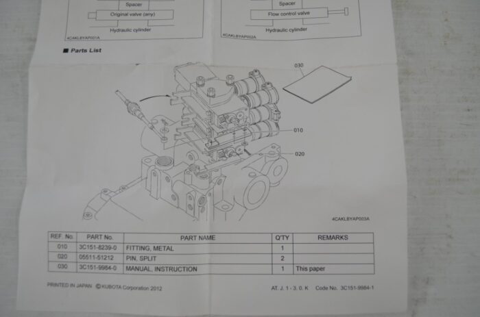 Kubota 3rd function valve bracket, part number (3C151-97110) for Kubota tractor M8560 / M9960 with rops - Image 5