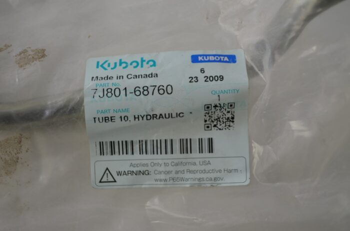 Kubota hydraulic tube, part number 7J801-68760 - Image 5
