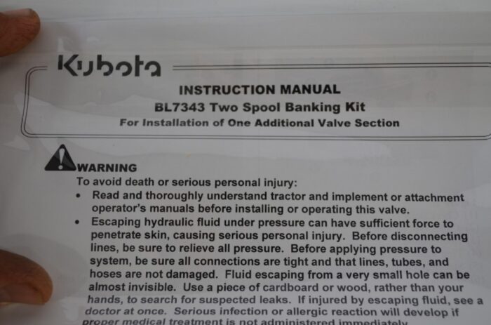 Kubota 2 Spool banking kit, part number BL 7343 - Image 2