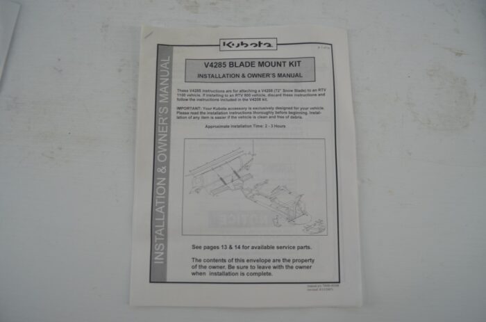 Kubota blade mount kit, part number V4285A - Image 7
