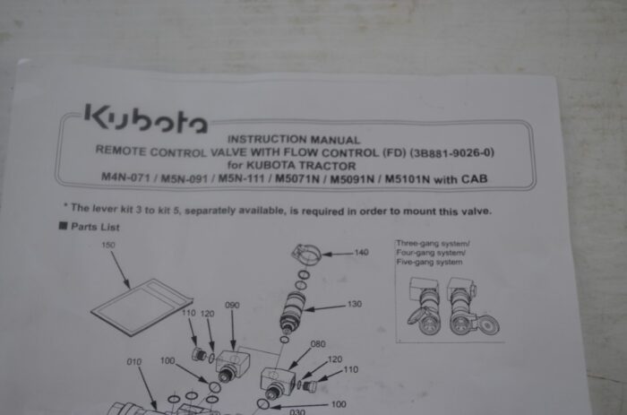 Kubota s/d valve with flow control for Kubota tractor M4N-071 / M5N-091 / M5N-111 / M5071N / M5091N / M5101N with cab, part number M8138 - Image 7