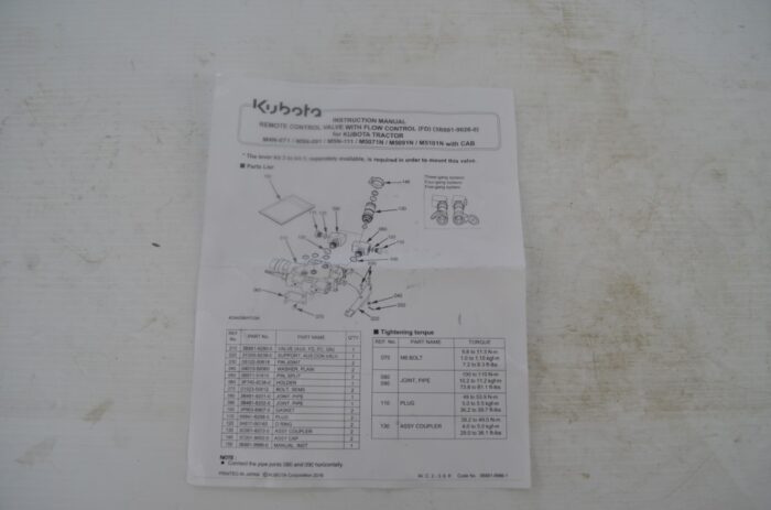Kubota s/d valve with flow control for Kubota tractor M4N-071 / M5N-091 / M5N-111 / M5071N / M5091N / M5101N with cab, part number M8138 - Image 6