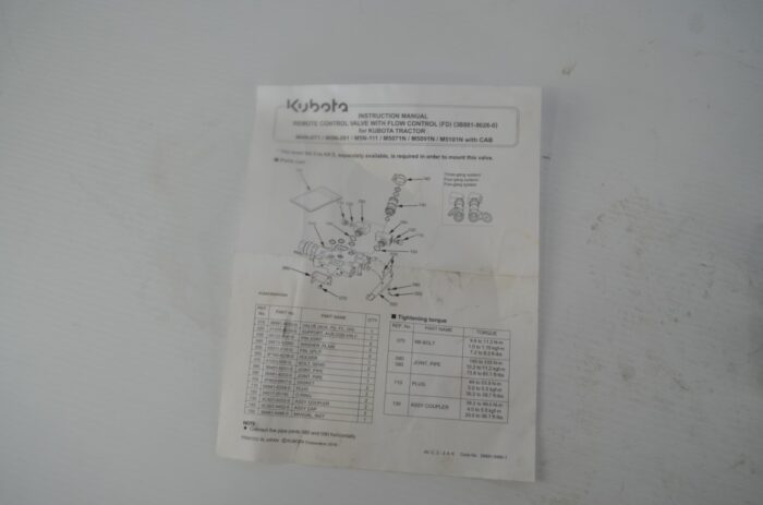 Kubota rear remote valve, part number M8137, (fits most Kubota M4, M5 tractors) - Image 2