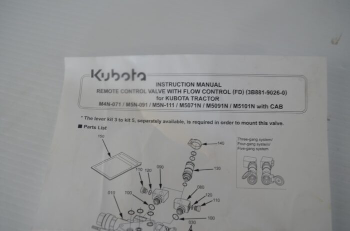 Kubota rear remote valve, part number M8137, (fits most Kubota M4, M5 tractors) - Image 3