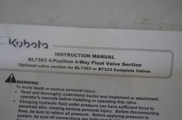 Kubota 4-postion 4-way float valve section, part number BL7393 - Image 2