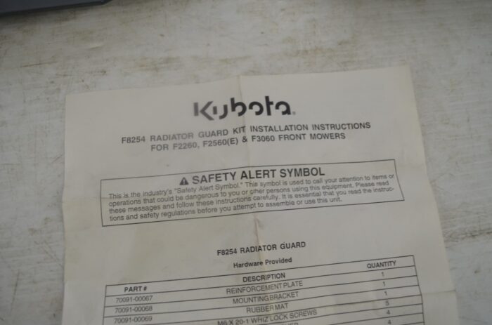 Kubota radiator guard to fit F2260, F2560? & F3060 front mowers, part number F8254 - Image 6