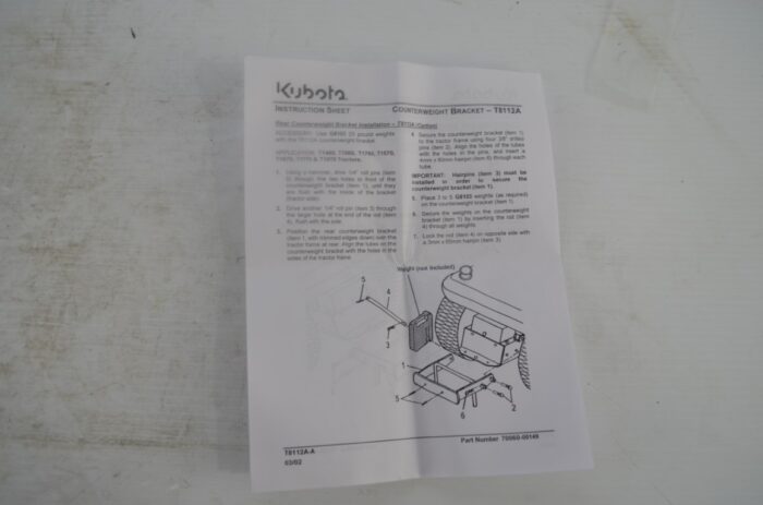 Kubota rear counter weight bracket T Series, part number T8112A - Image 7