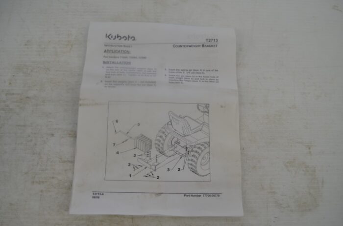 Kubota wheel weight rear counter weight bracket, part number T2713 - Image 8