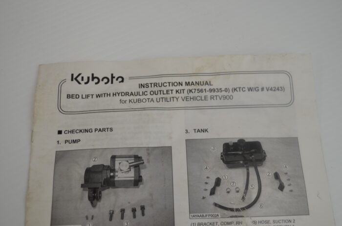 Kubota hydraulic bedlift kit to fit RTV 900, part number V4243 - Image 9
