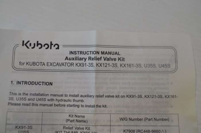 ressure relief valve to fitKubota Excavator KX91-3S, KX121-3S, KX161-3S, U35S, U45S, part number K7909 - Image 4