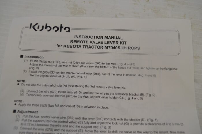 Kubota remote valve lever kit to fit M7040SUH, part number M7692 - Image 10