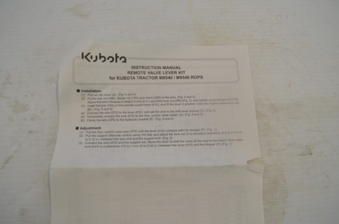 Kubota remote valve lever kit to fit 8540 / M9540 series tractor, part number M7615 - Image 8