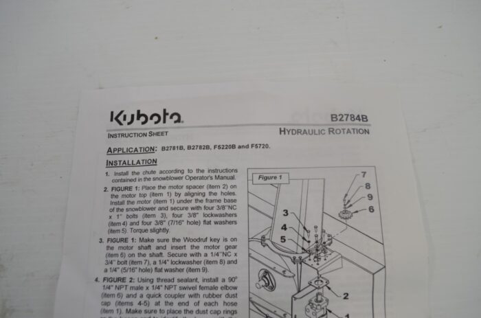 hydraulic hood rotation kit, to fit B2781B, B2782B, F5220B and F5720, part number B2784B - Image 9