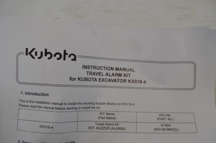 Kubota back up camera, travel alarm kit, part number K7424 - Image 6