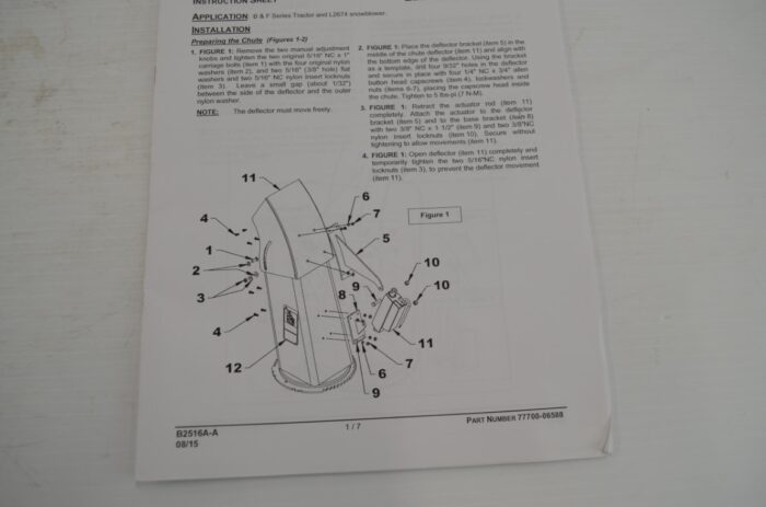 electric chute deflector kit, part number B2516A - Image 9