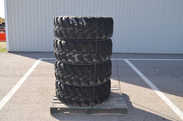 Dunlop 4- 365/70R18 tires on steel rim, 8 3/4" pilot, 13" bolt circle
" pilot, 8" bolt circle