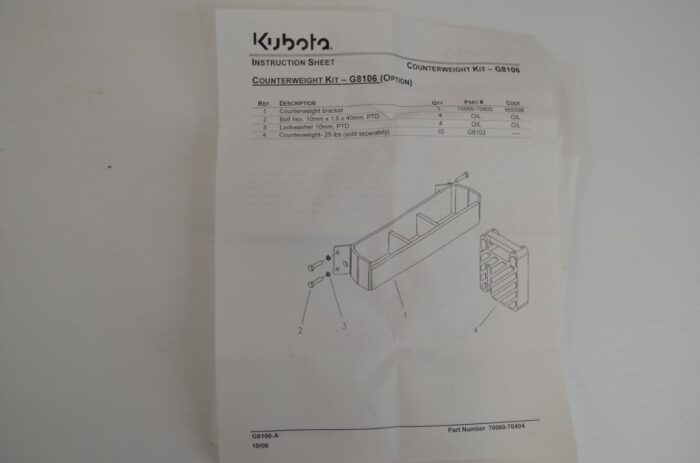 Kubota weight bracket, part number G8106 - Image 5