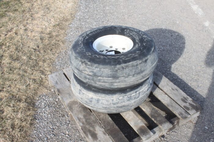 set of 2 Goodyear 9.00-10 implement tires, 6 bolt rim