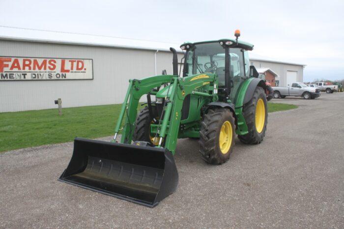 JD 5100R 4wd tractor, cab, air, 16 speed CommandQuad, 2 remotes, 480/70R34, Quicke X4S loader - Image 2