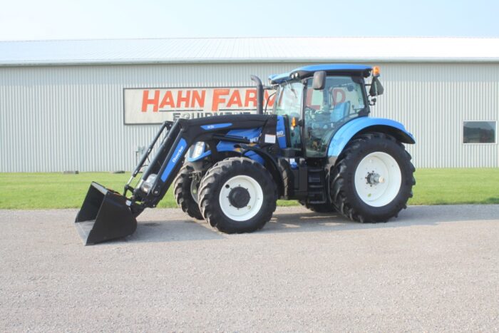 New Holland T6.180 4wd tractor, electro command, Quickie Q5S self leveling loader, 2,100 hours, local unit