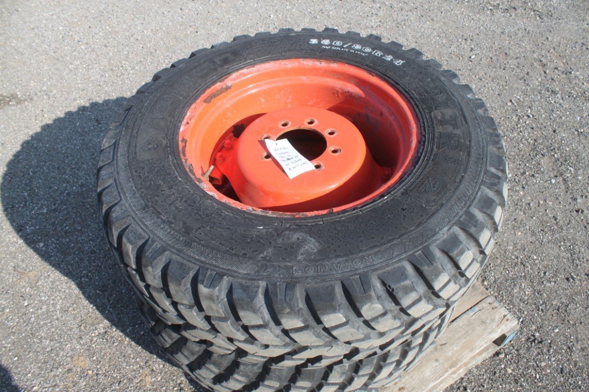 Nokian TRI 2 360/80R-24 tires on Kubota 8 bolt rim - Image 6