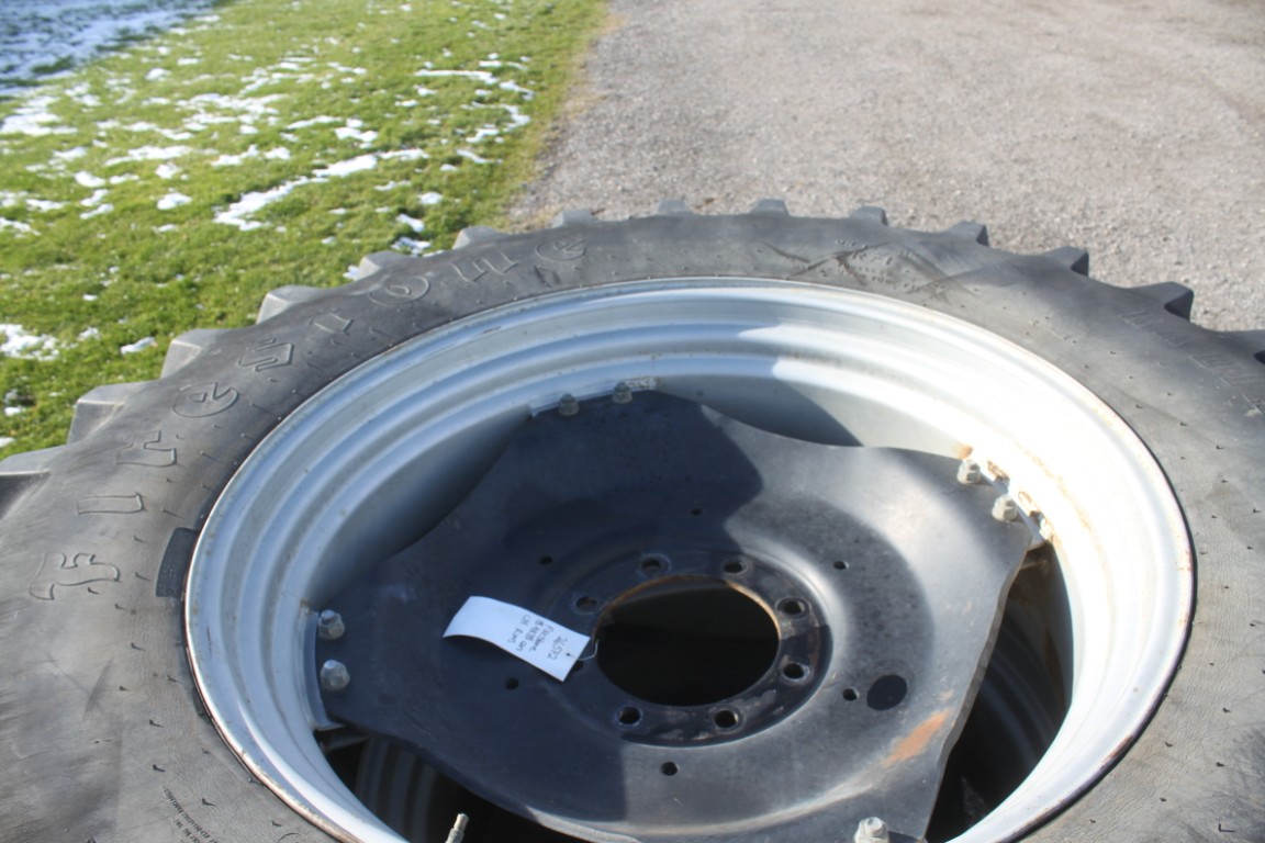 Firestone 18.4R38 tires on CIH MX series rims, 8 bolt, 8 3/4" pilot, 10 3/4" bolt circle, set of two - Image 5