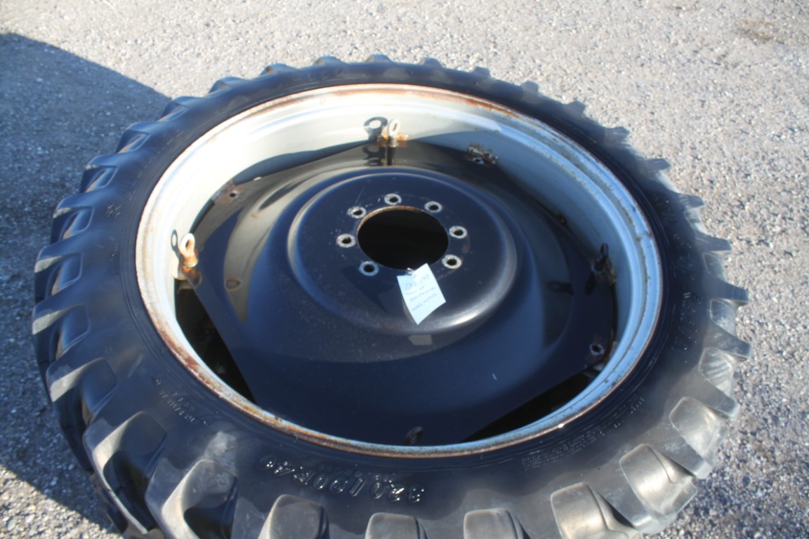 pair of 320/90R46 tires and rims, 8 bolt, 8 3/4 pilot, 11" bolt circle, silver - Image 4