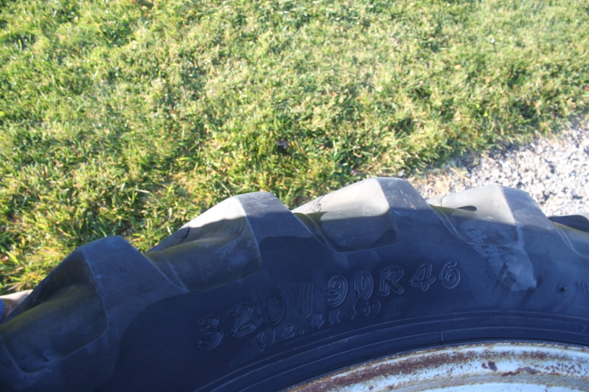 pair of 320/90R46 tires and rims, 8 bolt, 8 3/4 pilot, 11" bolt circle, silver - Image 5