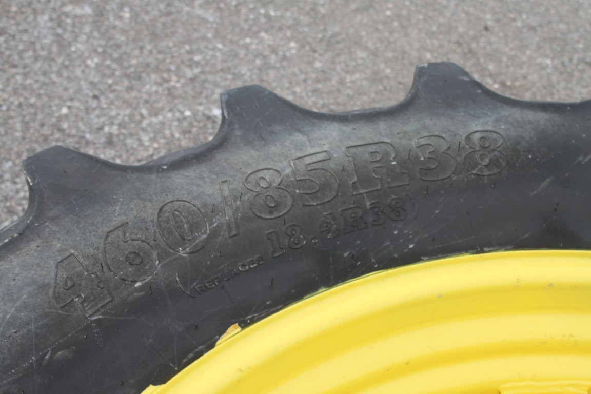 BKT 2- 460/85R-38 tires on cast rim assemblies, off of JD 6400 tractor, R & P axle, tread 85% - Image 6