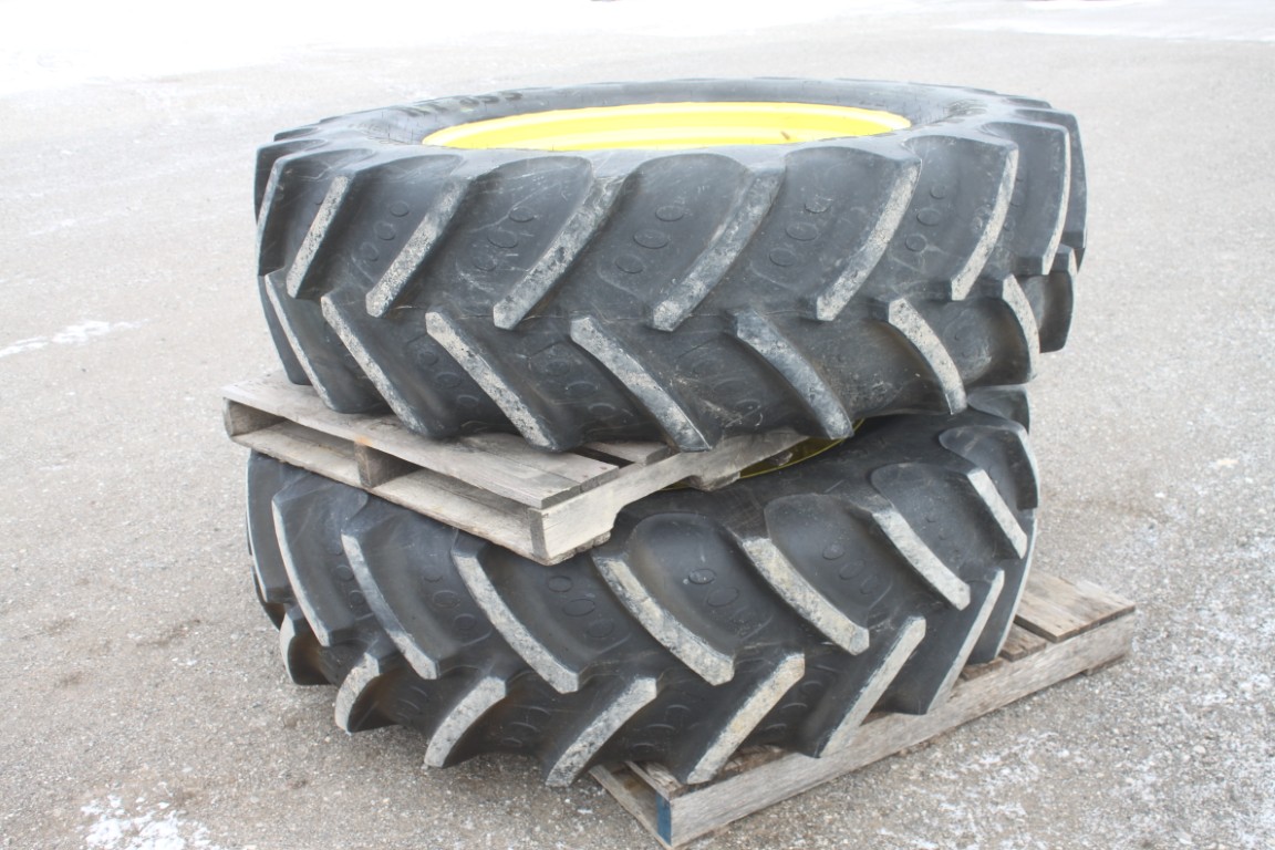 BKT 2- 460/85R-38 tires on cast rim assemblies, off of JD 6400 tractor, R & P axle, tread 85% - Image 10