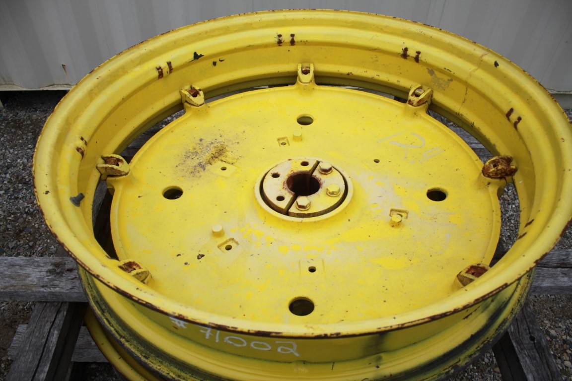 9"-42" rim to fit 12.4x42 tire, JD yellow, R&P cast centers 8" clamp, hubs 3 1/8 - Image 5