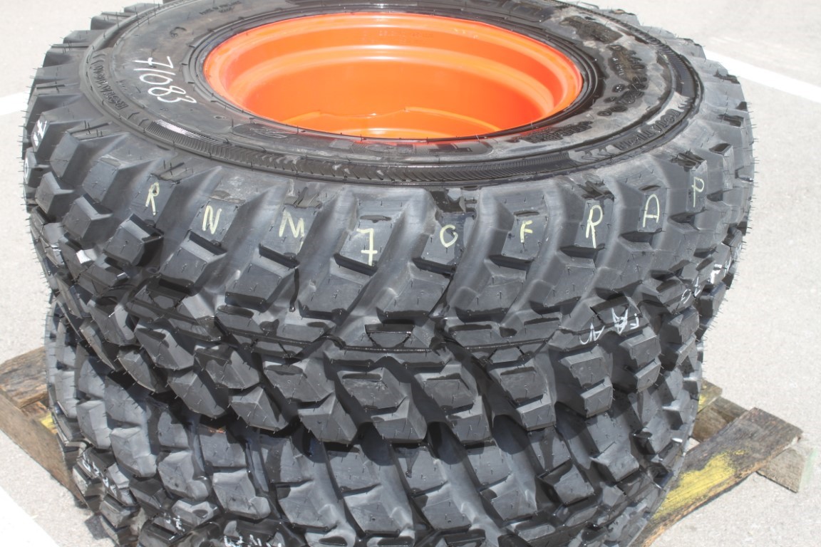 Nokian Pair of 360/80R20 tires on 8 bolt steel Kubota OEM rim, 100% tread, 6"pilot, 8" bolt circle, orange - Image 6