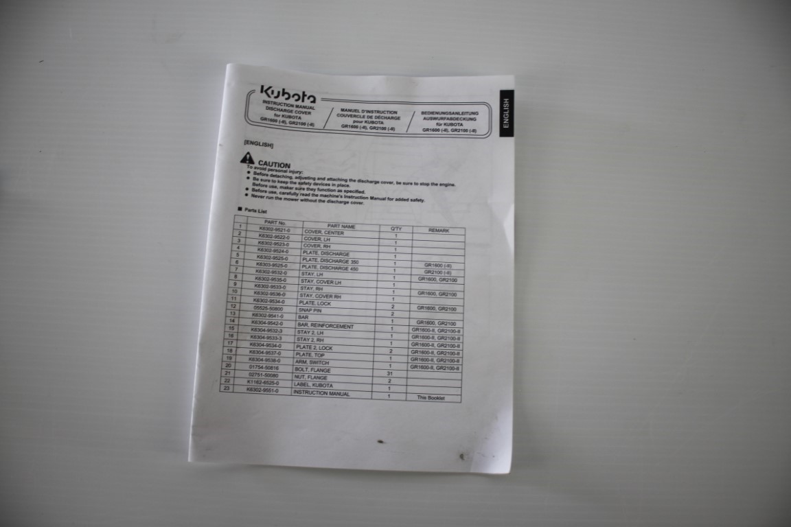 一 Kubota manual discharge cover for GR1600-11 and GRZIDOC-11 - Image 6