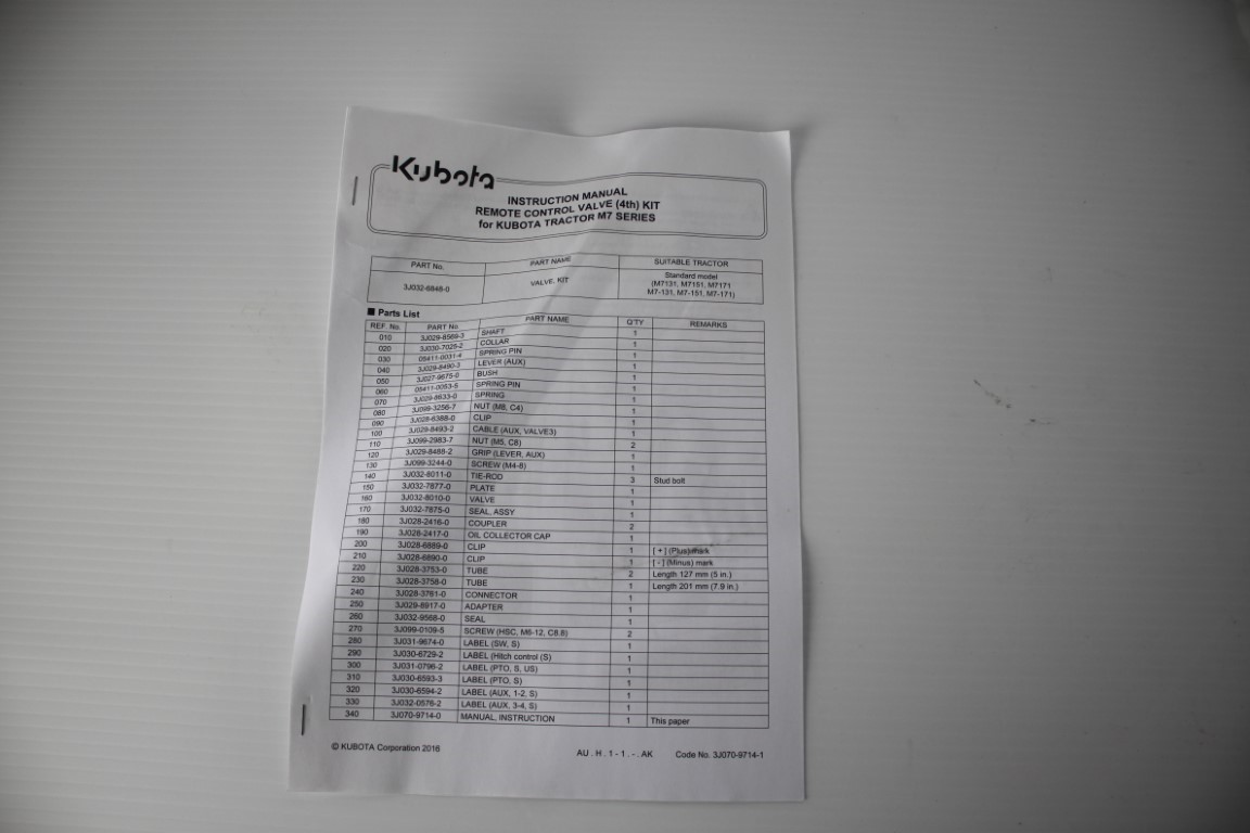 一 Kubota remote control valve (4th) kit for M7 series tractor - Image 7