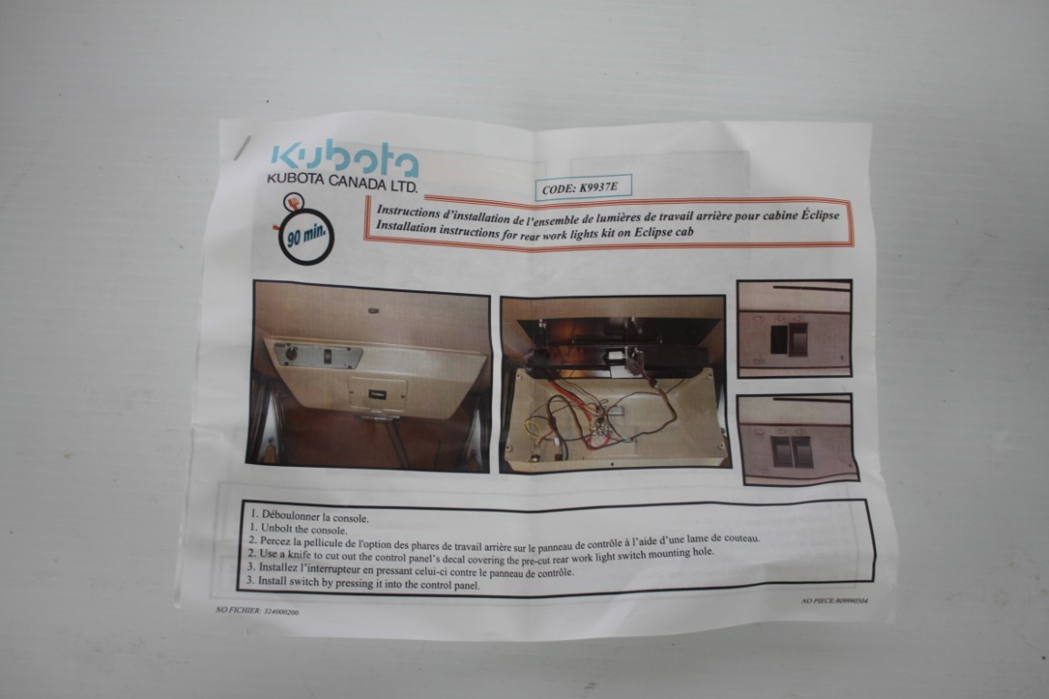 一 Kubota rear work light kit, part number K9937E - Image 5