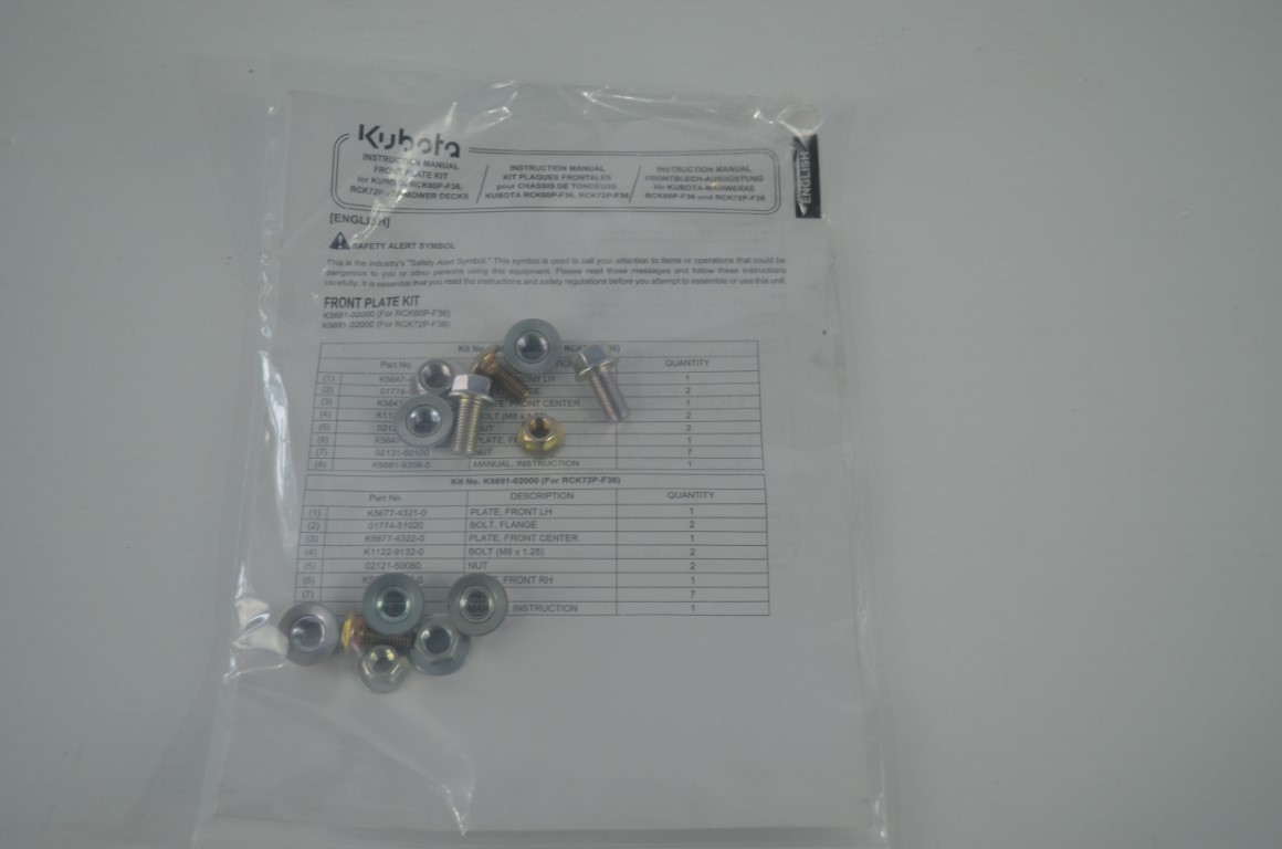 一 Kubota front plate kit to fit mowerdeck, part number F54277 - Image 8