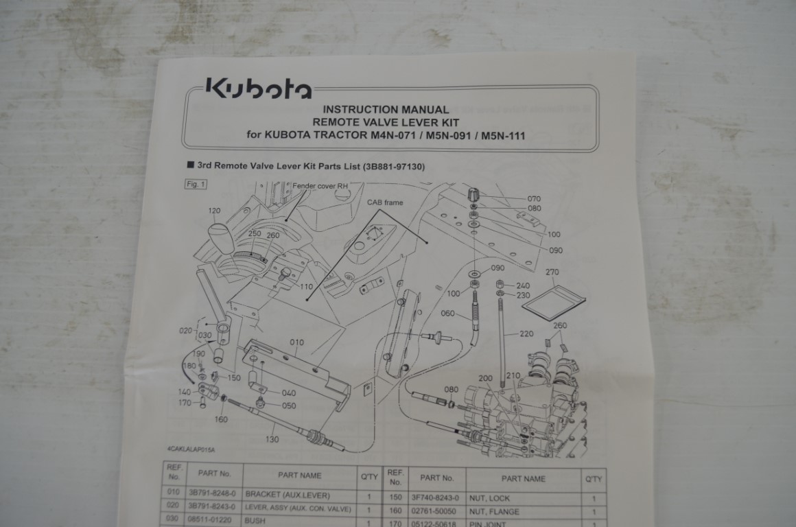 一 Kubota remote valve lever kit, part number M8150 - Image 6