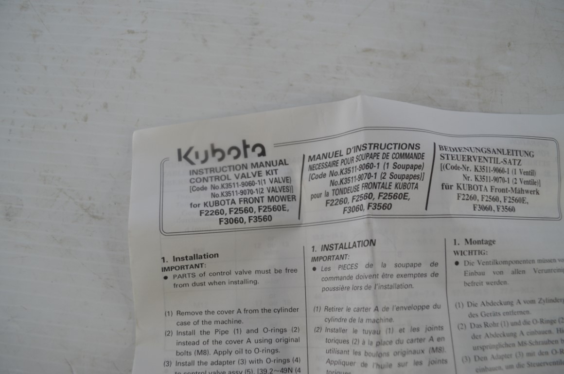 一 Kubota valve kit for Kubota front mower F2260, F2560, F2560E, F3060, F3560, part number F8242 - Image 5