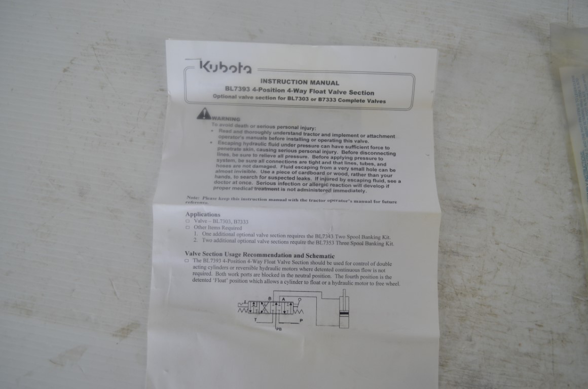 一 Kubota 4-postion 4-way float valve section, part number BL7393 - Image 10