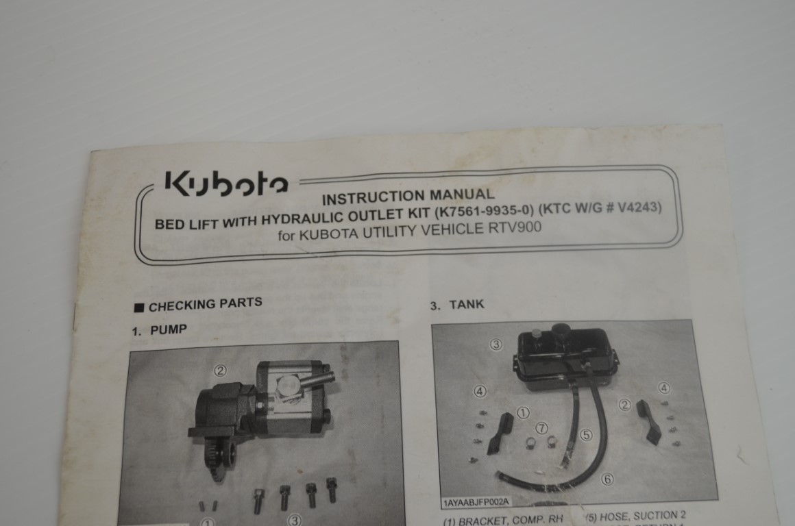 一 Kubota hydraulic bedlift kit to fit RTV 900, part number V4243 - Image 9